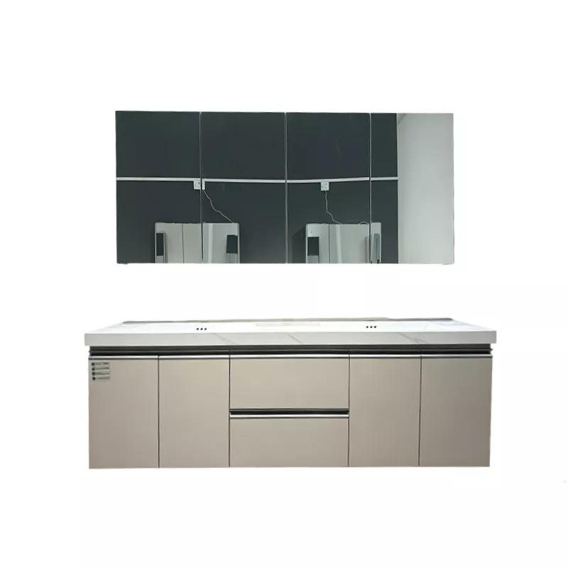 โต๊ะเครื่องแป้งห้องน้ำไม้เนื้อแข็งหลายชั้นแบบ Double-Basin โต๊ะเครื่องแป้งห้องน้ำไม้เนื้อแข็งหลายชั้นแบบ Double-Basin
